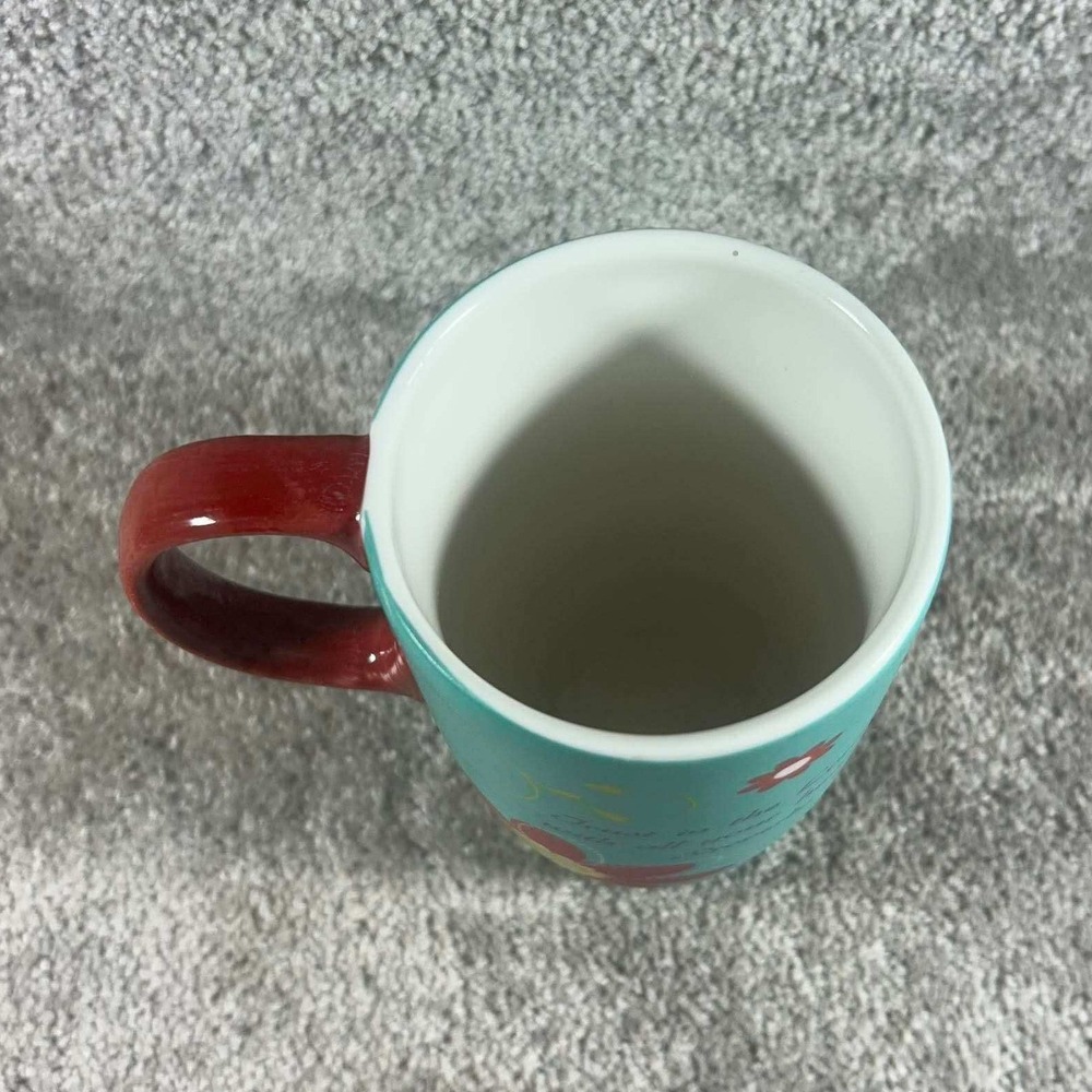 Latte Mug Teal Floral Proverbs 3:5 Trust in the Lord Scripture Religious 6in - Picture 5 of 8